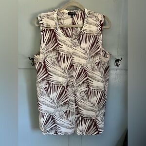 Limited Women's Sleeveless Palm Print Top - White and Brown